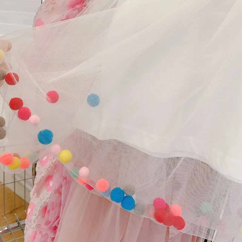 Детское плиссированное платье-пачка с коротким рукавом и вышивкой в стиле