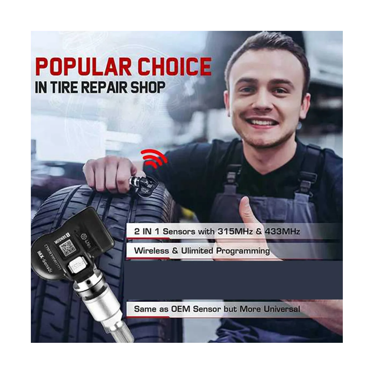 Программируемый TPMS датчик 4 шт. 433 МГц 315 Универсальный 2 в 1 для системы