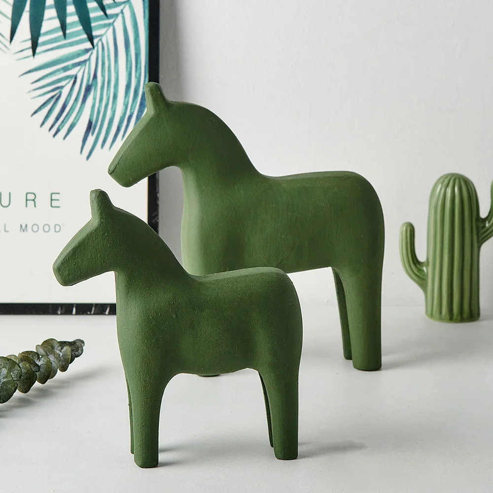Creative Wood Horse Statue Cute Animal Model Nordic Home Decoration Living Room Table Decoration Accessories Kids Toys Gifts 1