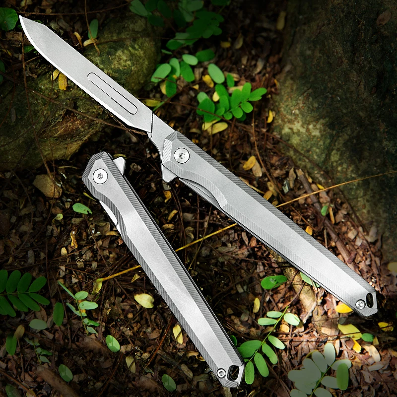Titanium Folding Knife Quick-opening Scalpel Multi-Function Back Clip Portable Knife EDC Outdoor Tool Can Replace The Blade