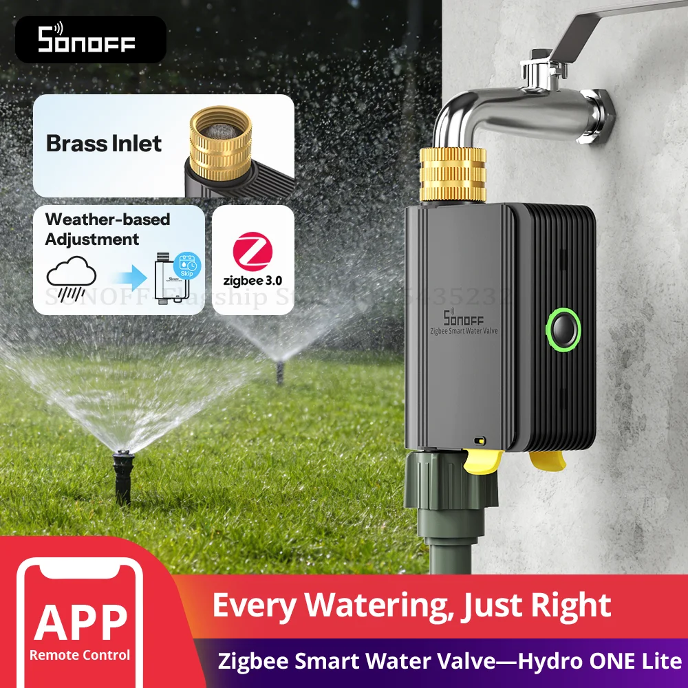 Фото Умный водяной клапан SONOFF SWV-ZNE Hydro Series Hydro ONE Lite Zigbee без расходомера, два режима связи, гибкое управление №1
