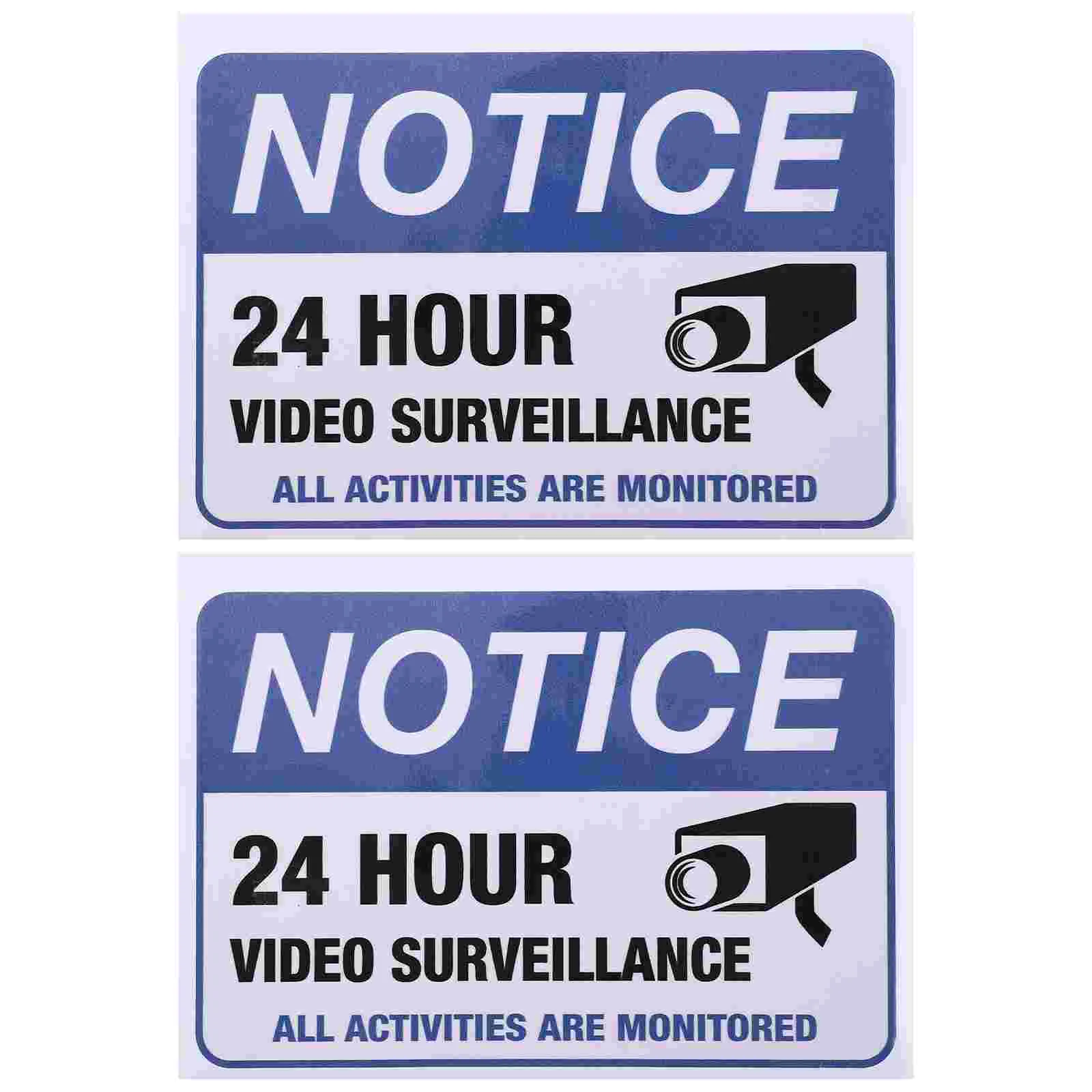 

2Pcs Security Sign 24h Video Monitored Sticker Warning Sticker Caution Sticker