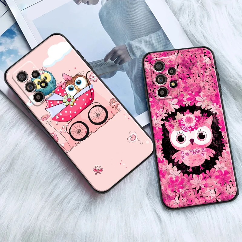 

Cartoon Owl For Samsung A20 A21 A22 4G 5G Phone Case Carcasa Black Silicone Cover Coque Soft Funda