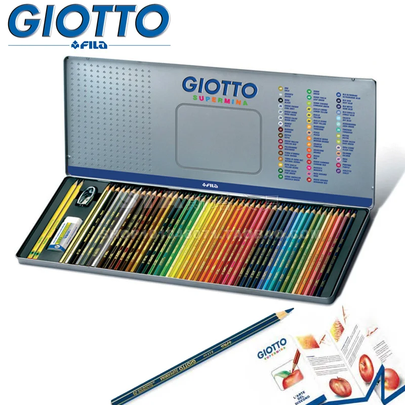GIOTTO Italy Color Pencil Set 46-color Iron Box Packed 50 Pieces of High-end Gift Drawing Color Lead Drawing Art Set