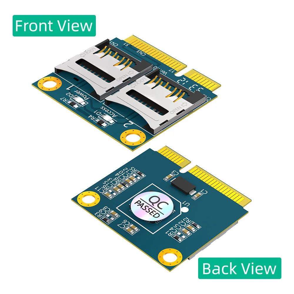 Mini PCIe к 2 Micro SD адаптер карты mini двойному TF ноутбуку SSD кардридер