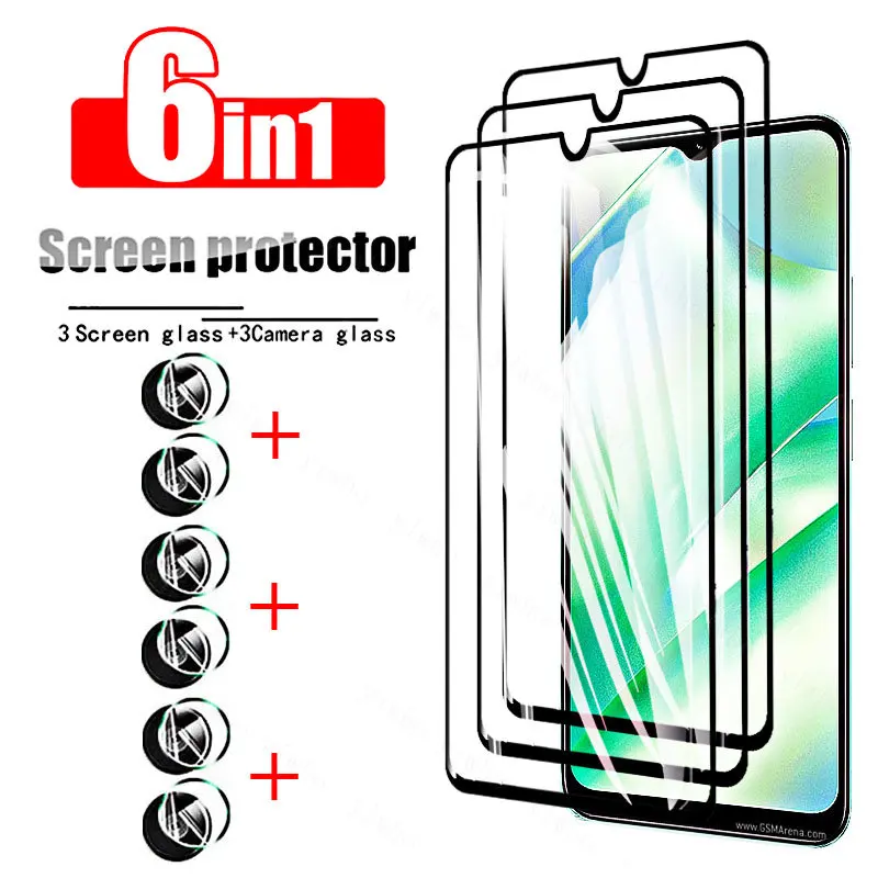 

Закаленное стекло 6 в 1 для OPPO Realme C33 C21 C20 C15 C17 C12 C11 C3, Защита экрана для Realme C 33 21y 20a, Защитная пленка для объектива