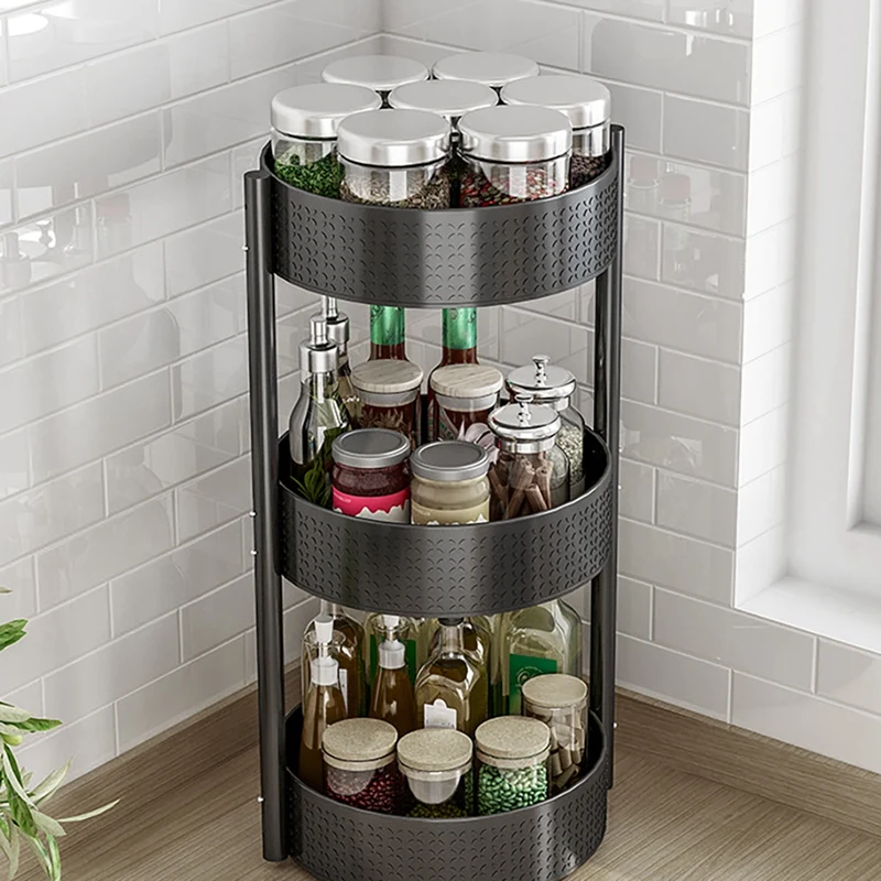

3 Layer Rotatable Seasoning Racks Round Rotating Organizer Multifunctional Seasoning Bottle Storage for Kitchen