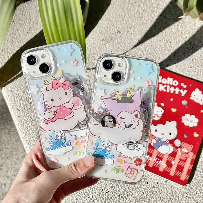 Магнитный чехол Sanrio Hello Kitty Kuromi Hangyodo для iPhone 15 14 13 12 11 Pro Max