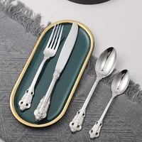 silver stainless steel dinnerware set 4pcs knife fork spoon cutlery set western kitchen tableware silverware set dropshipping