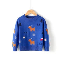2022 new autumn and winter knit sweater for boys snow deer o neck european and american style childrens clothing boys wholesale
