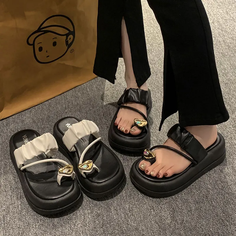 

Female Shoes Slippers Soft Platform Luxury Slides Med Jelly Flip Flops Women Thongs 2023 Comfort Designer Summer Glitter Hawaiia