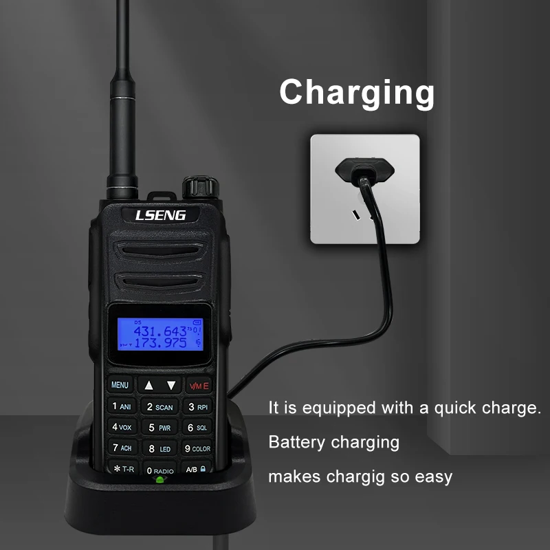 LSENG T-UV3D Walkie Talkie UHF VHF Dual Band 136-174MHz 400-480MHz 5 Watts Handheld Transceiver Two Way Radio with FM Radio