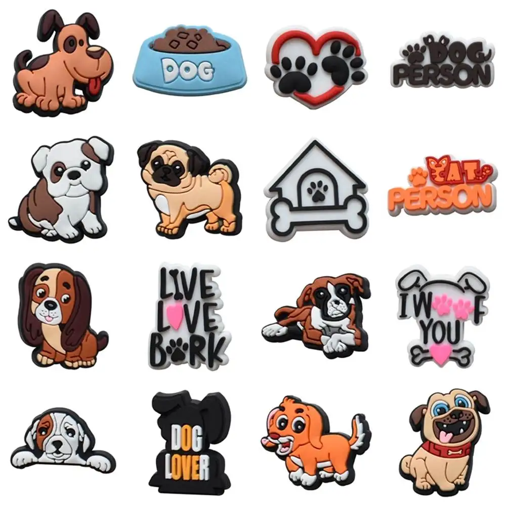 

Hot Sale 1pcs PVC Shoe Charms for Crocs Accessories Dog Badge Women Sandals Buckle Kids Pins Men Decoration Jeans Party Favors