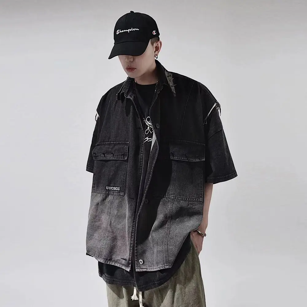 Джинсовая безрукавка с заклепками винтажная свободная уличная одежда из денима