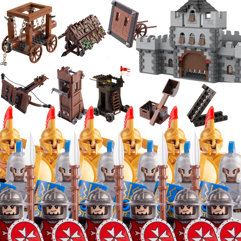 

MOC Military Rome Medieval War Guard Tower Building Blocks Castle Crossbow Siege Vehicles Model Army Soldier Weapon Bricks Toys