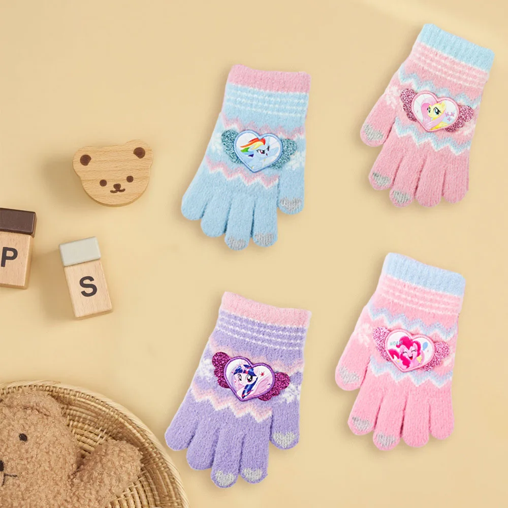 Детские перчатки Miniso Disney с пятью пальцами для девочек зимние теплые подкладкой