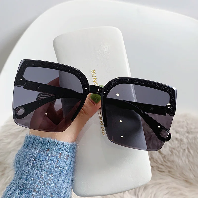 

Oversized Sunglasses Man Woman Fashion Rimless Vintage Square Sun Glasses Eyewear Luxury Brand Design UV400 Female Shades
