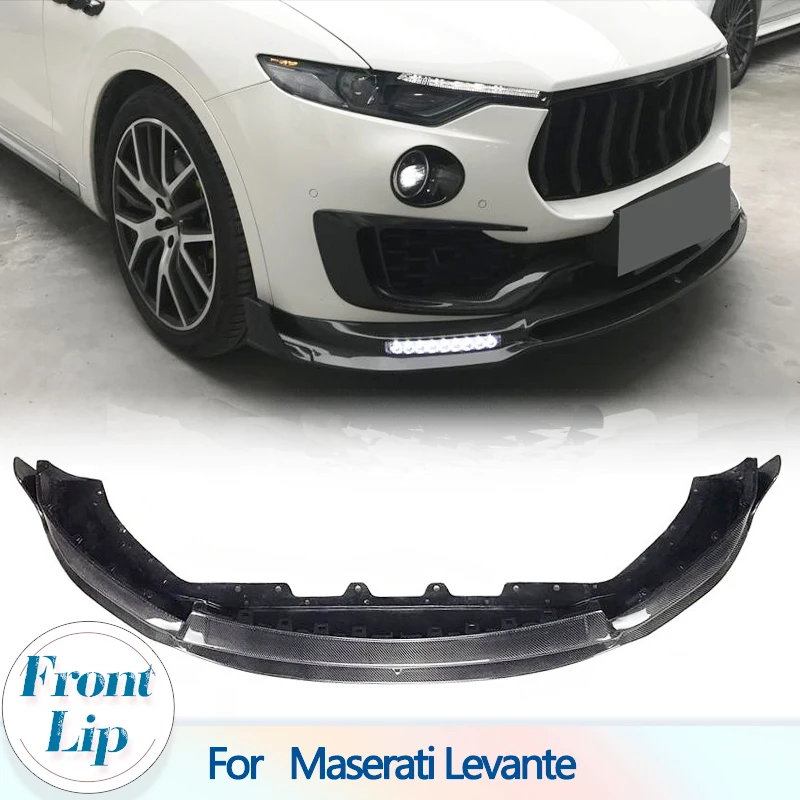 

Разветвители для переднего бампера автомобиля для Maserati Levante Sport Utility 4-дверный 2016-2019 углеродное волокно передний спойлер защита для подбородка