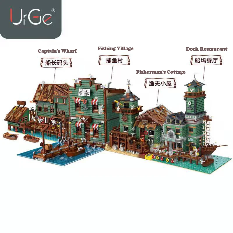 

Urge 30104 MOC Old Fishing Shop Street View series 1402pcs Fisherman s Clubmodular creator expert Building Blocks brick toys