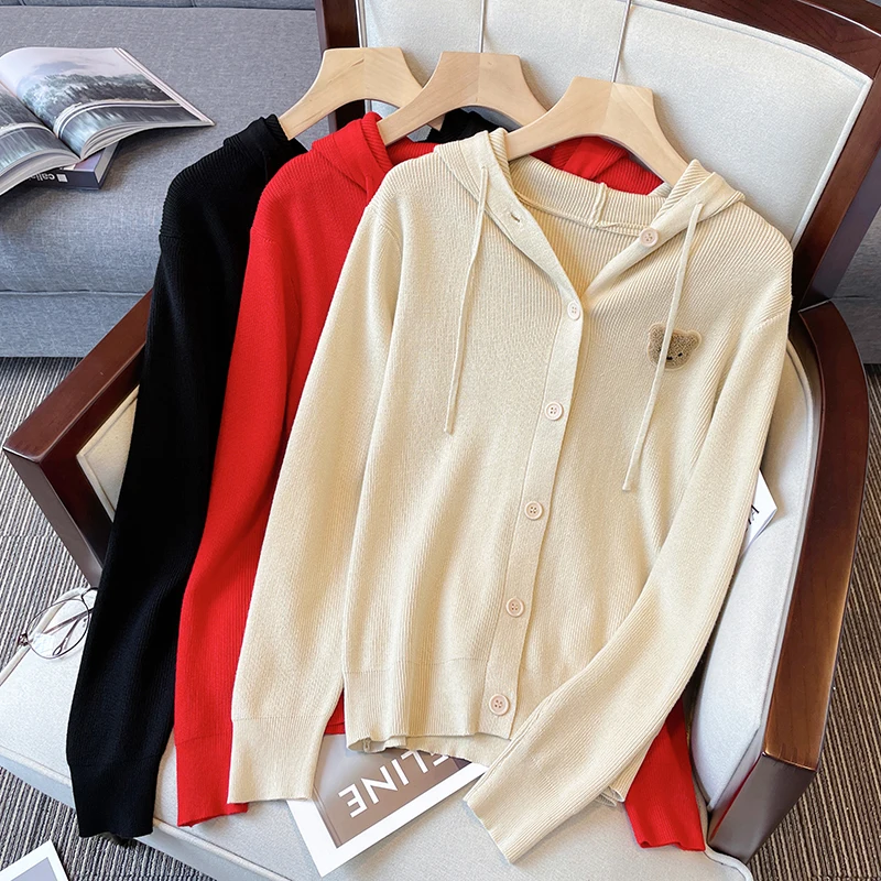 

Роскошный дизайнерский флисовый брендовый пиджак с капюшоном, женская уличная одежда, Элегантный женский свитер, кардиган, винтажная вязаная укороченная куртка на пуговицах 4XL