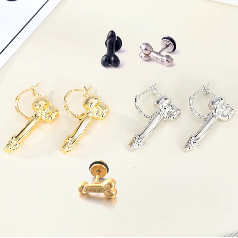 

Creative Male Genital Earrings Hiphop Punk Female Breast Organ Earring Fashion Exaggerated Person Body Parts Pendant Ear Jewelry