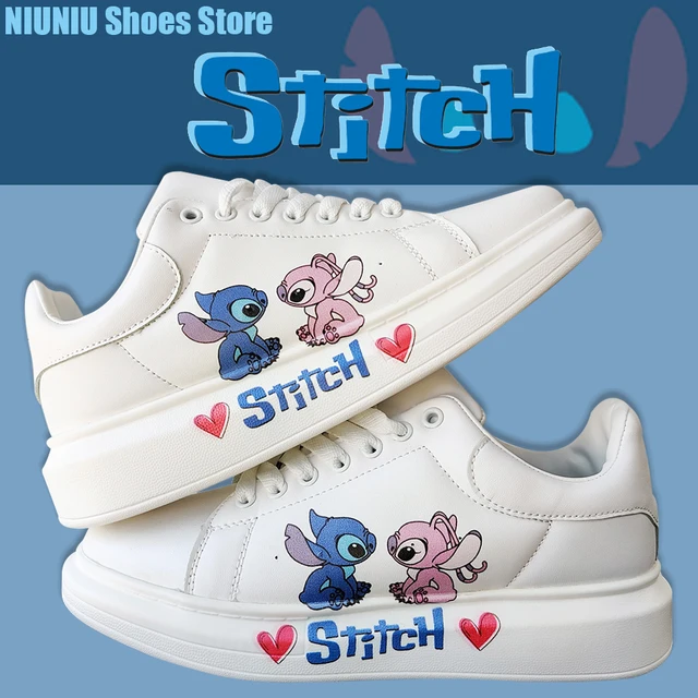 Disney Stitch Couple Fashion Men Women Vulcanize Shoes Male Platform Sneakers Girls Casual kateboarding Shoes flats 3D graffiti 4