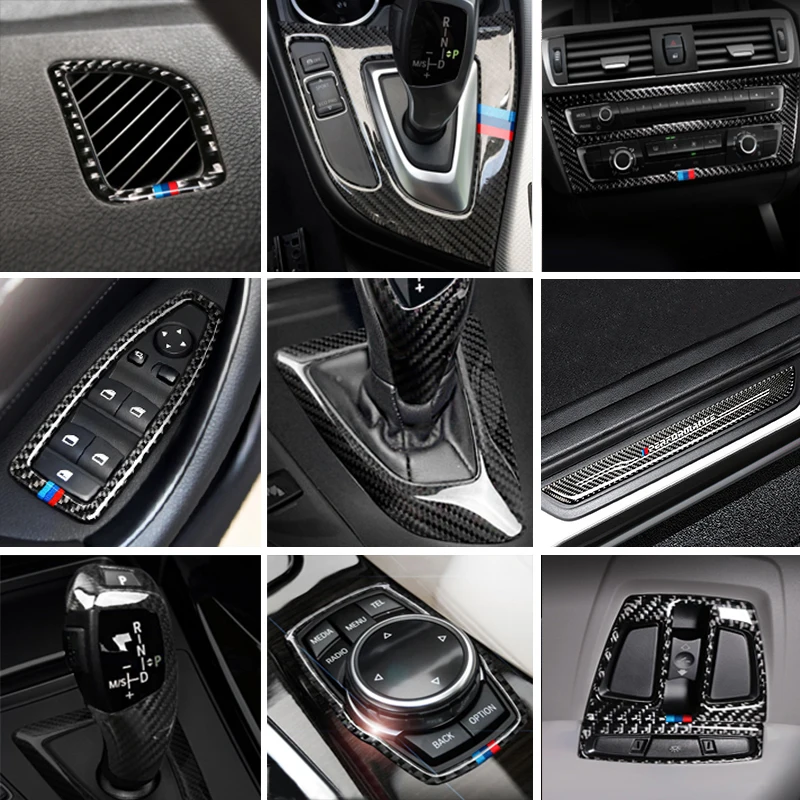 In fibra di carbonio auto cambio interno aria condizionata pannello CD porta bracciolo copertura adesivi Trim per BMW 1 2 serie F20 F21 F22 F23