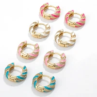 new trendy cz zirconia enamel small hoop earrings female geometric round rhinestone cartilage earring womens jewelry