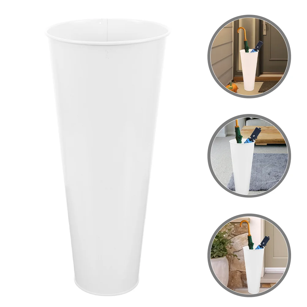 

Umbrella Storage Holder Hall Shelf Iron Sheet Folding Rack White Entryway Stand Decorative