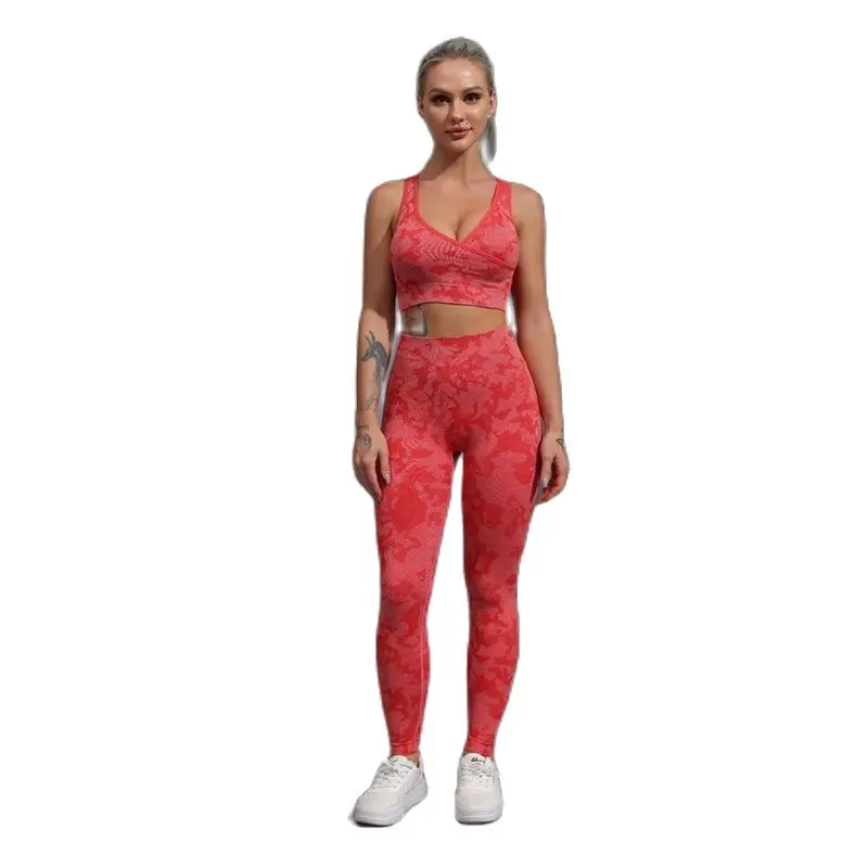 Adapt Camo Seamless Yoga Set Women Gym Clothing Fitness Sportswear Workout Set Sports Bra High Waist Leggings Shorts Sports Suit