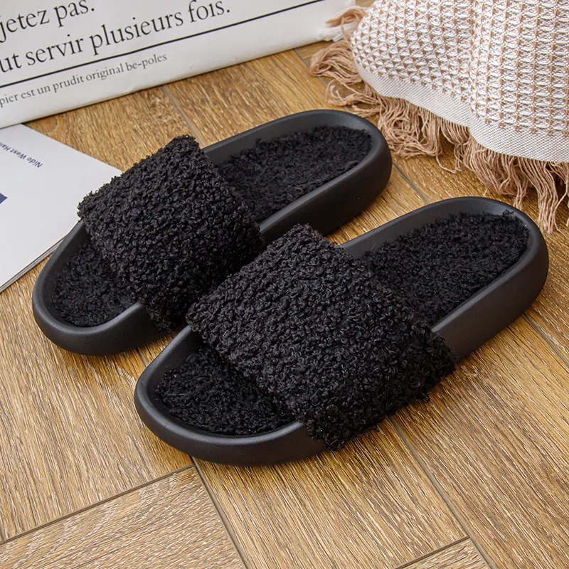 

Yasuk Autumn Winter Fashion Women's Casual Soft Indoor Slippers Furry Non-Slip Warm Girl Thick Simple