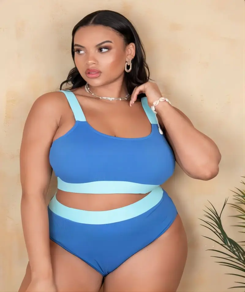 Бикини с высокой талией для девочек монохромный купальник сексуальный пэчворк