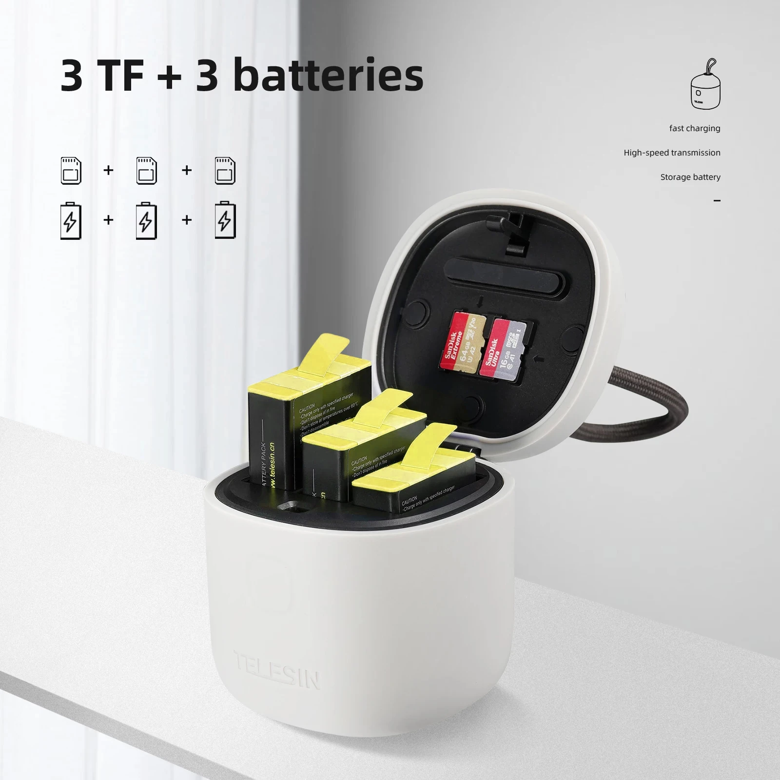 3 шт./упаковка зарядное устройство 1750 мАч для GoPro 9 10 | Электроника