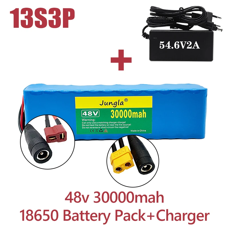 

New High Quality 48v 30Ah 1000w 13S3P Lithium Ion Battery Pack for 54.6v E-bike Electric Bicycle Scooter with BMS+Charger