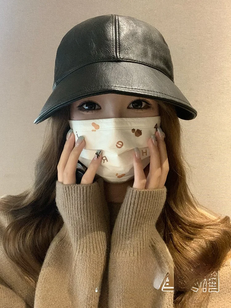 Корейская модная кожаная рыбацкая шляпа в стиле ретро женская осенне-зимняя