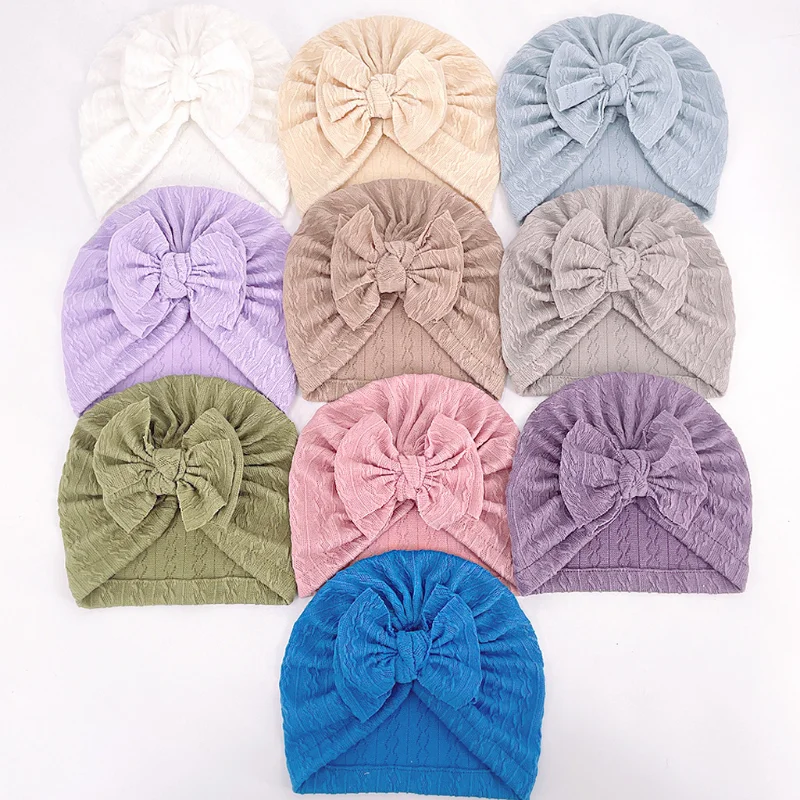 

1pcs Big Bow Soft Baby Hat Baby Girls Boys Turban Hat Newborn Infant Cap Knitted Beanies Toddler Headwraps Kids Headwear