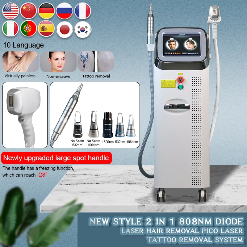 

2022 Professional 3 wavelength 755 808 1064nm Diode Painless Hair Removal With Laser Tattoo Pigment Eyebrow Removal Machine