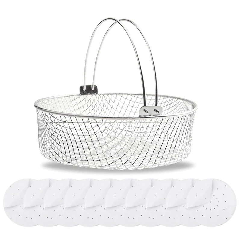 

2X Air Fryer Basket For Mesh Steamer Basket For Ninja Foodi 6.5, 8Qt,Basket,Air Fryer Crisping Basket With Handle