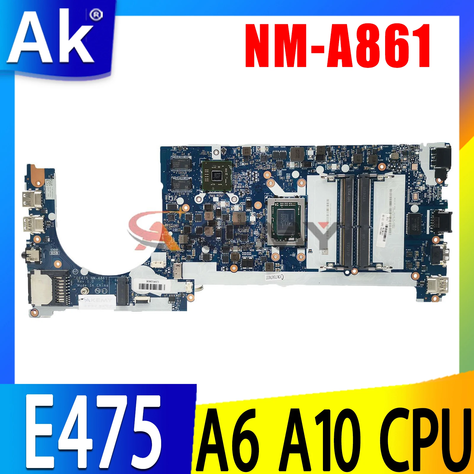 

CE475 NM-A861 для Lenovo ThinkPad E475, материнская плата для ноутбука A6-9500B R5 M430 2G 100%, протестированная работа