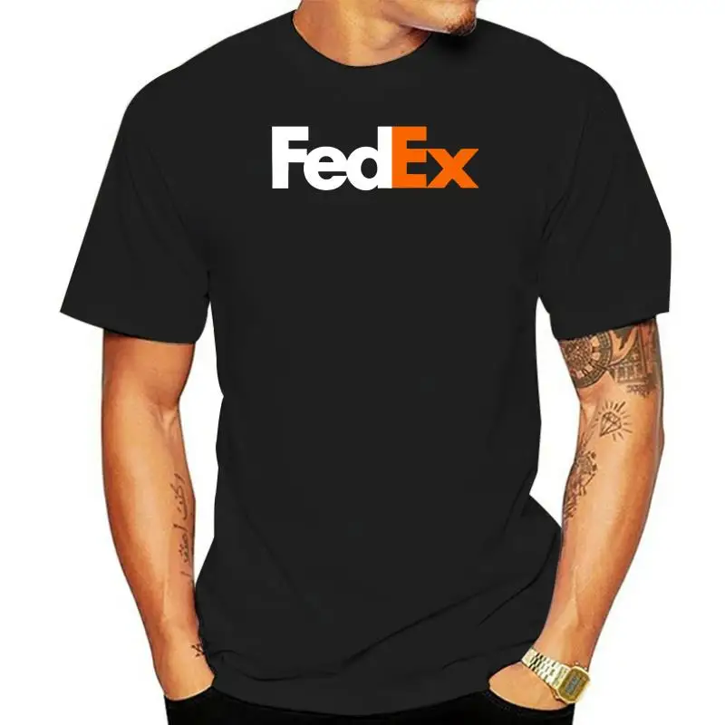 Fedex 100% Cotton White Orange Short Sleeve Mena Black T-Shirt Size S to 5XL