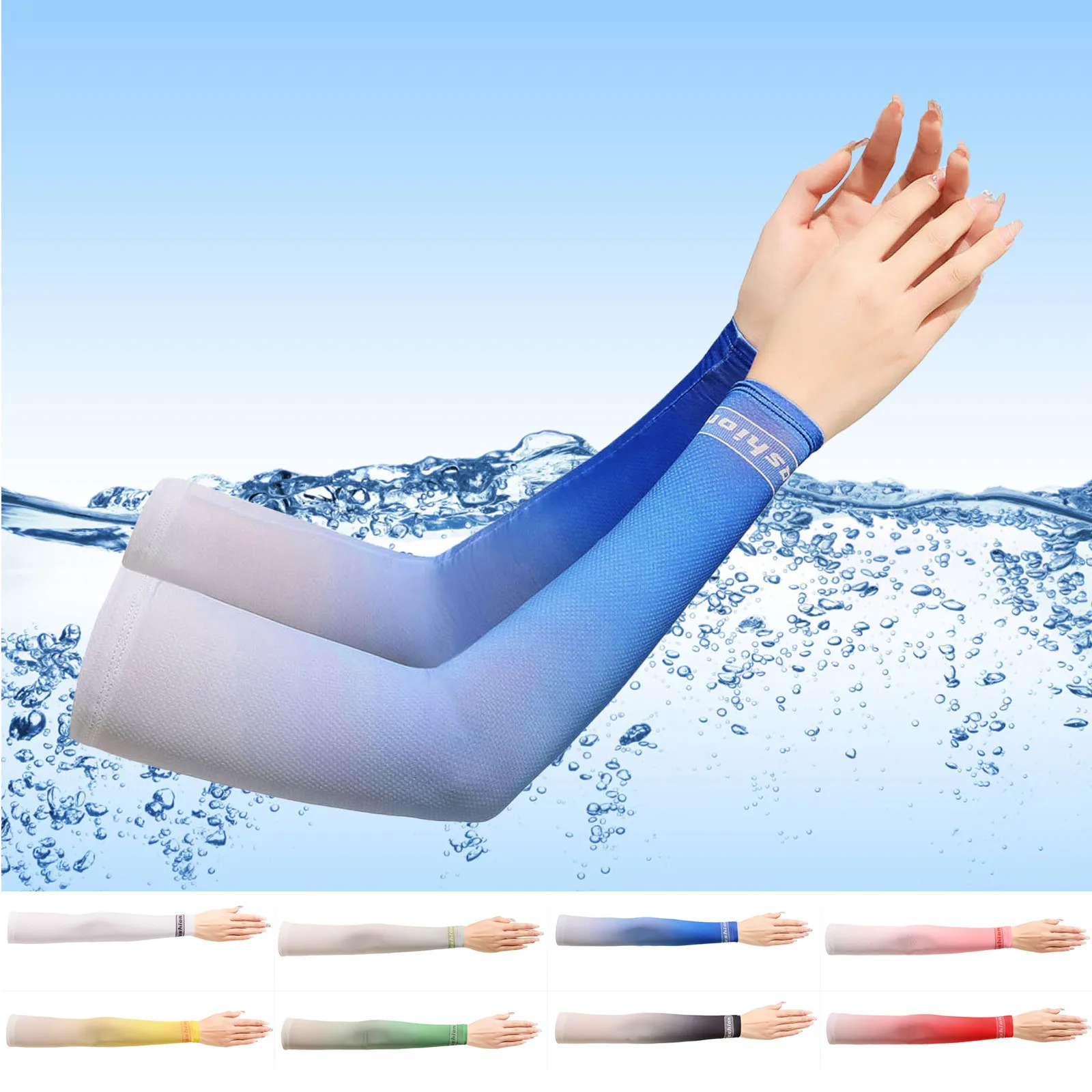 

1 Pair Men Women Sun-protective Sleeve Summer Outdoors Cycling Hiking Fishing Sun UV Protection Arm Cover Gradient Color