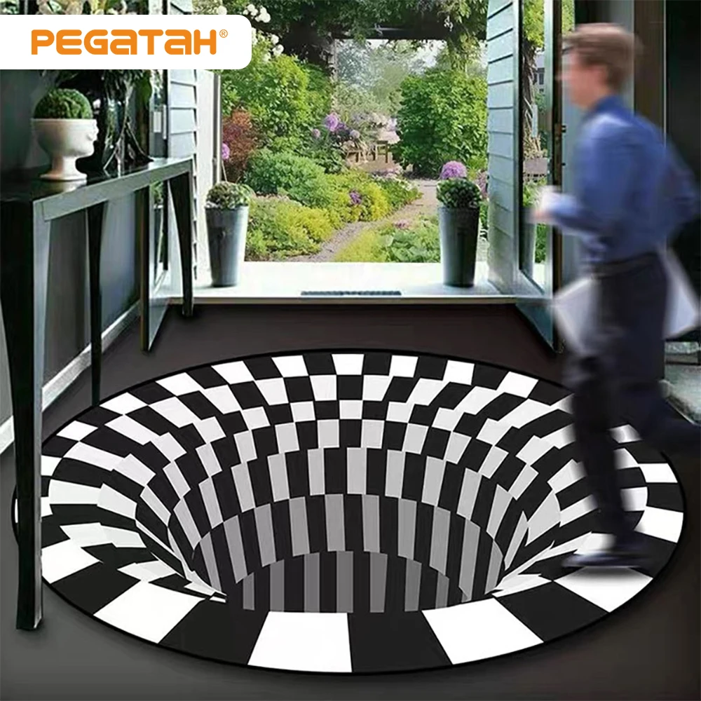 3D Visual Trap Carpet Room Doormat Sofa Blanket Illusion Carpet Trap Stereo Vision Carpet Living