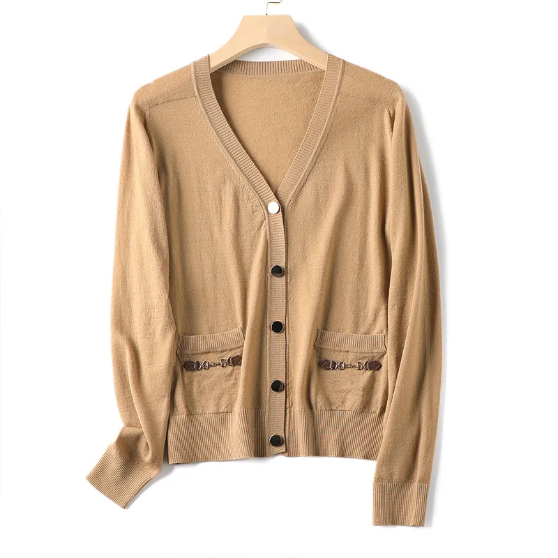 

36 Refined Spinning Full Wool Small Fragrant Wind V Neckweed Cardigan Women's Jacket