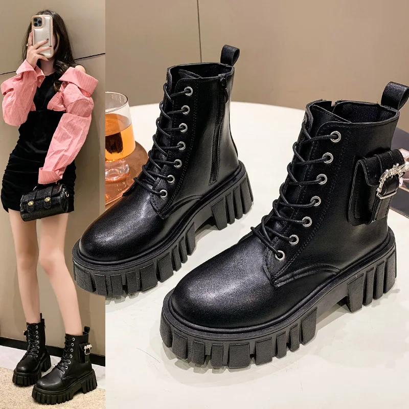 

Ботинки женские до середины икры, с круглым носком, на молнии