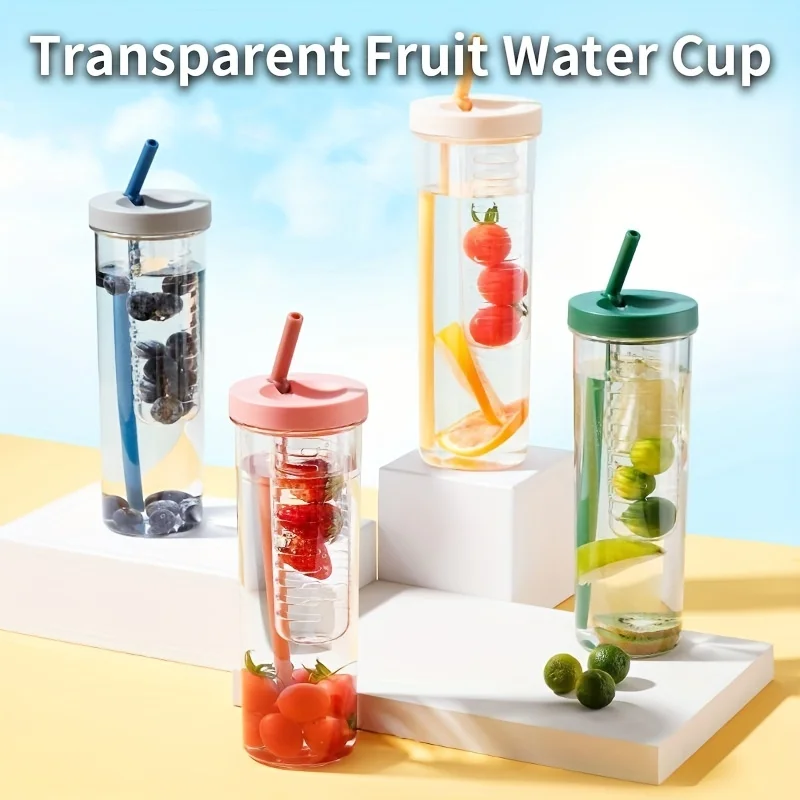 

700ml 23oz Cute Water Bottle With Foldable Straw Large Capacity Water Bottles Portable Juice Cups Outdoor Shaker Bottle for Girl