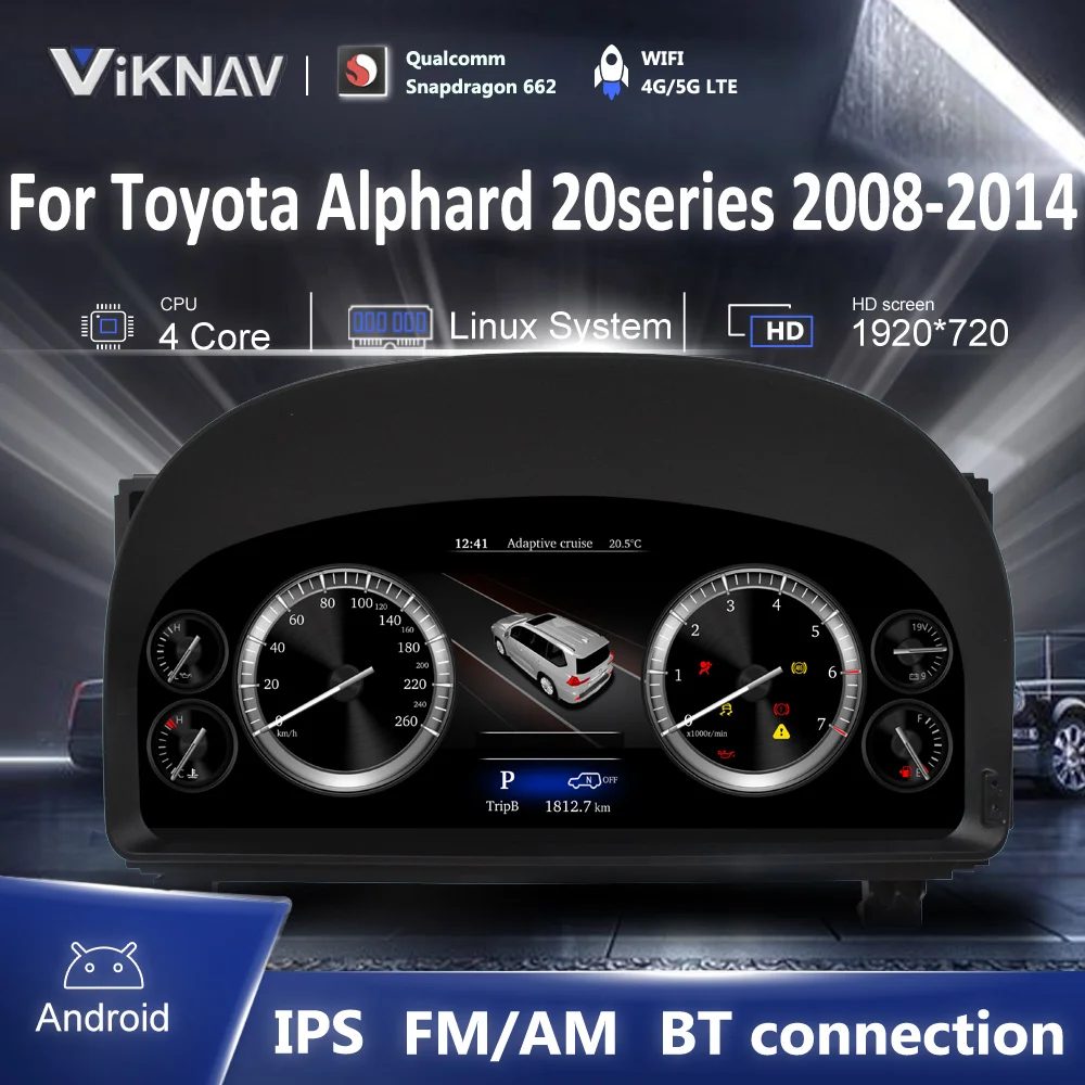 

ViKNAV сменный кластер для Toyota Alphard 20series 2008-2014 Linux 12,3 дюймов цифровой спидометр для автомобиля