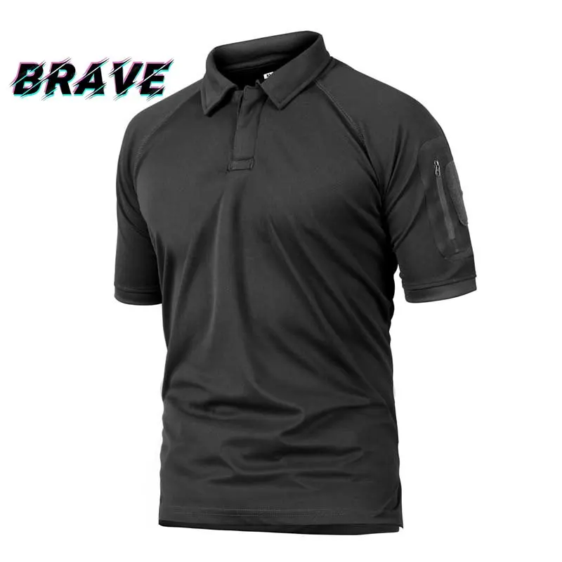 

Summer Men's Lapel Quick Dry T-shirt Casual Loose Durable Breathable Top Men's Outdoor Sports Military Tactics Short Sleeve