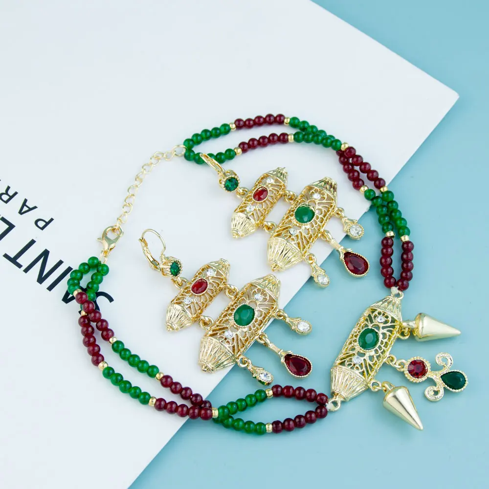 Neovisson марокканский Блестящий чокер ручной работы с длинным крючком серьги-капли