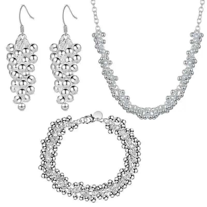 Комплект из колье, серёг и браслета, из серебра 925 пробы