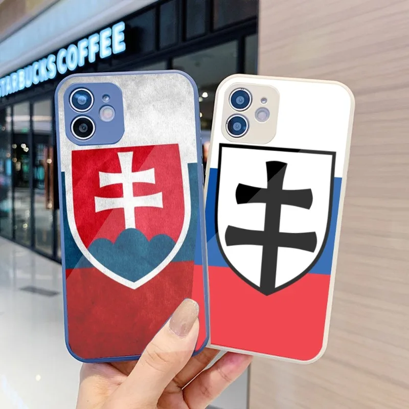 

SK Slovak Phone Case For IPhone 14 13 12 11 Pro Max X XR XS 8 7 Plus Liquid Glass Color Phone Cover